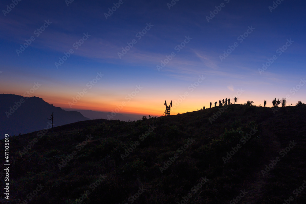 Landscape of sunrise over mountains at Khao Kho National Park,Petchaboon