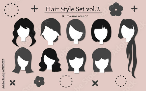 黒髪ヘアスタイルのセットVol.2