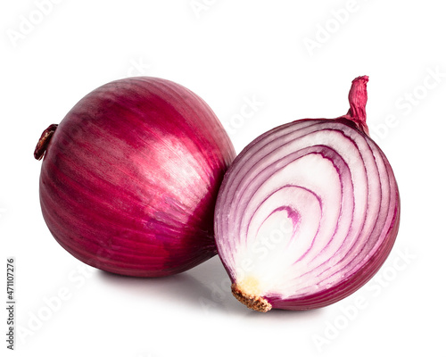 Red onions isolated on a white background