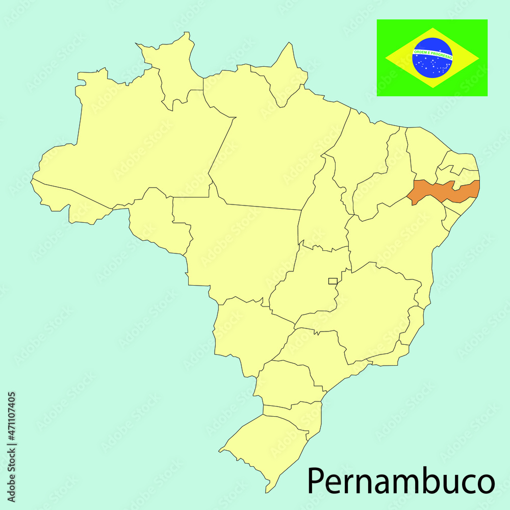 Fototapeta premium brazil map, pernambuco state, vector illustration 