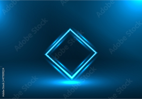 Neon rhombus. Modern futuristic neon background vector illustration.