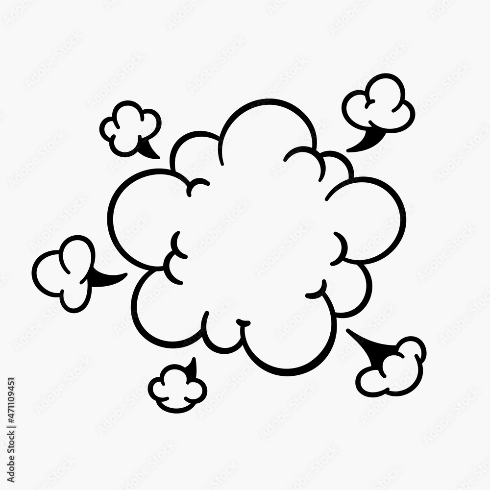 Comic clouds, cartoon vector clouds in line style isolated on light background. Comic clouds, cartoon vector clouds in line style isolated on light background.