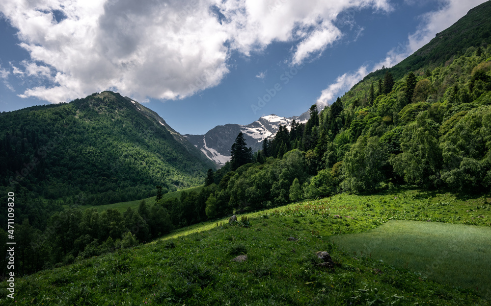 green mountain valley in arkhyz