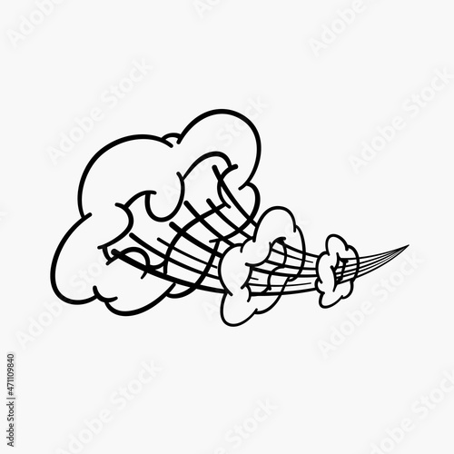 Comic clouds, cartoon vector clouds in line style isolated on light background.