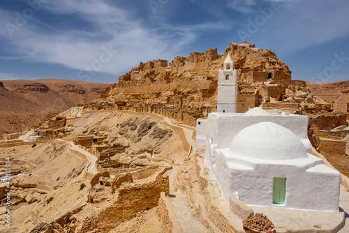 Ruins of the historic city of Chenini in the Tunisia  photo