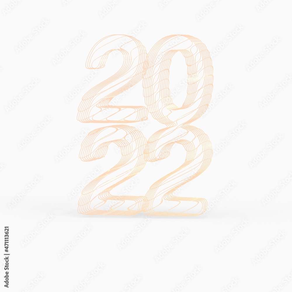 Obraz premium year 2022 in numbers 3d modern