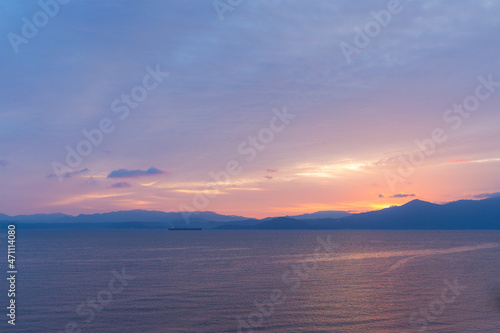 Beautiful sunset mountain and sea