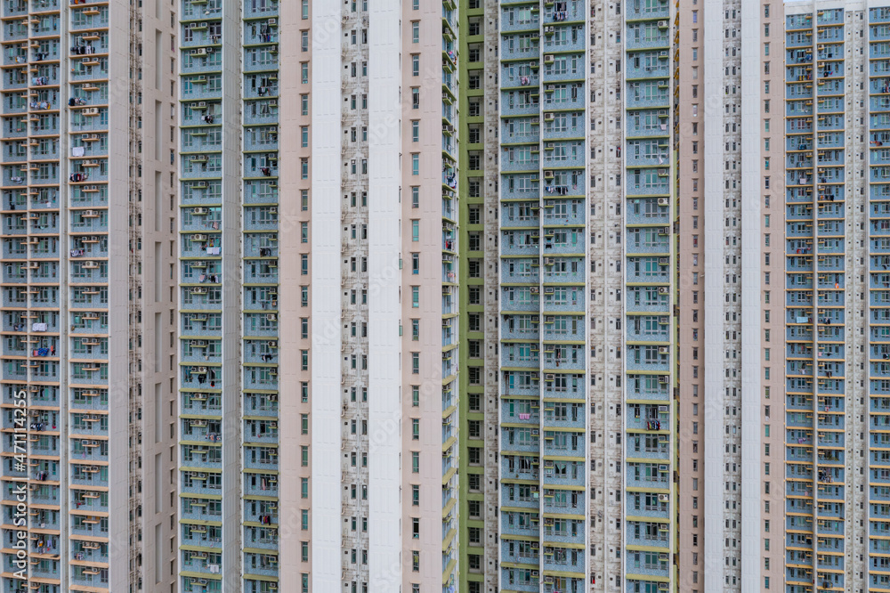 Skyscraper of apartment building facade