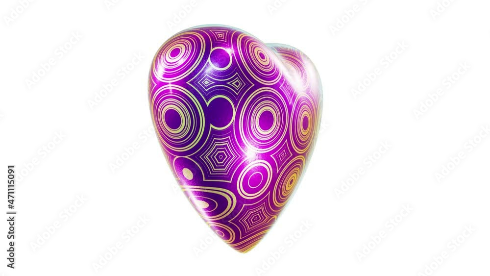 Realistic seamless looping 3D animation of the spinning fancy abstract geometry pattern glittering heart rendered in UHD with alpha matte Realistic seamless looping 3D animation of the spinning fancy abstract geometry pattern glittering heart rendered in UHD with alpha matte
