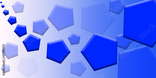 Bright Blue Color Background Or Backdrop Illustration Design With Small And Large Pentagon Shapes
