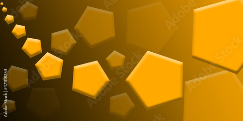 Orange Color Background Or Backdrop Design With Pentagon Shapes