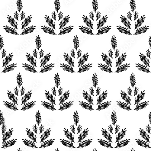 Seamless vector pattern coniferous tree, decorative spruce
