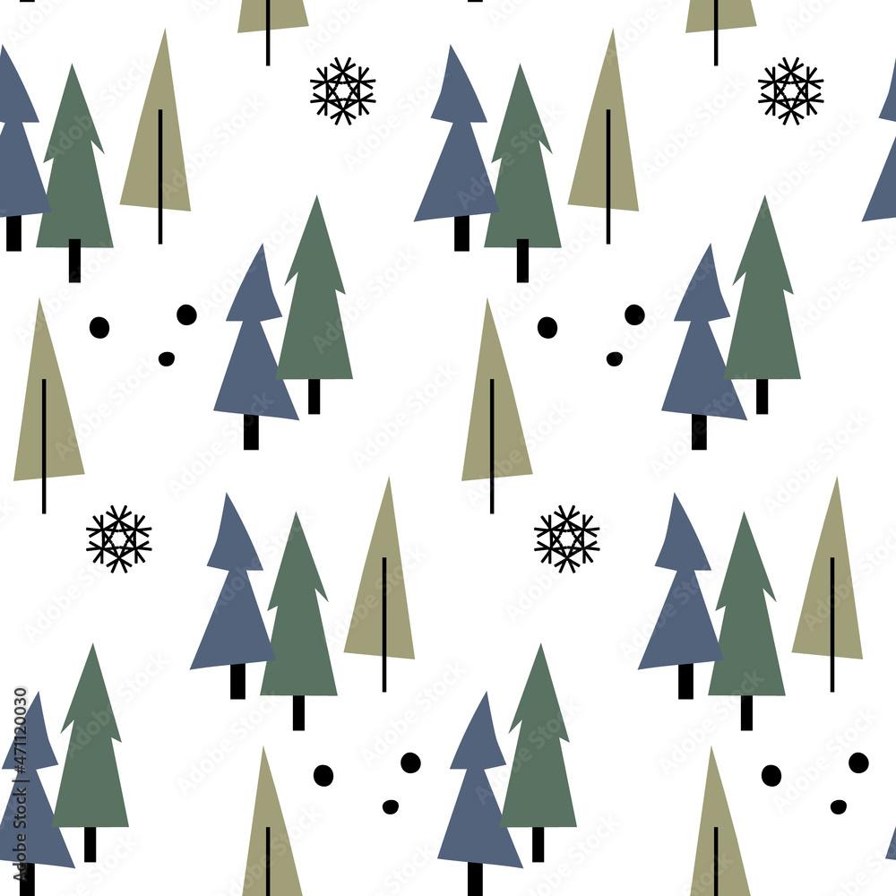 Obraz premium Seamless winter vector pattern christmas trees