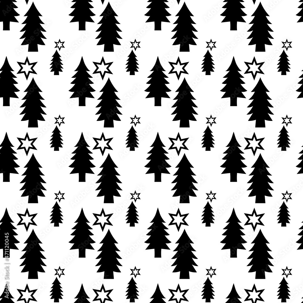 Seamless winter vector pattern christmas trees