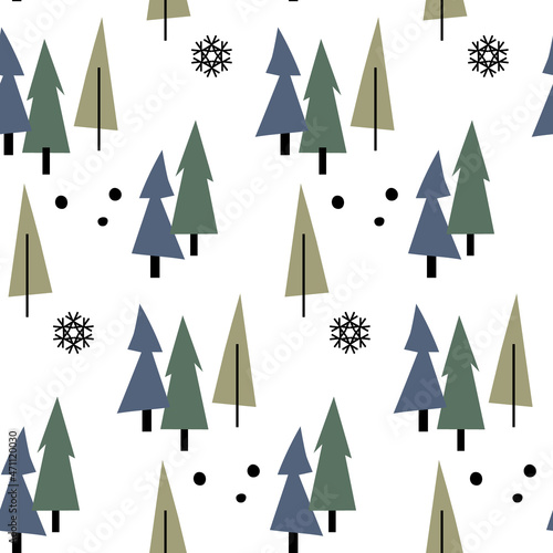 Seamless winter vector pattern christmas trees