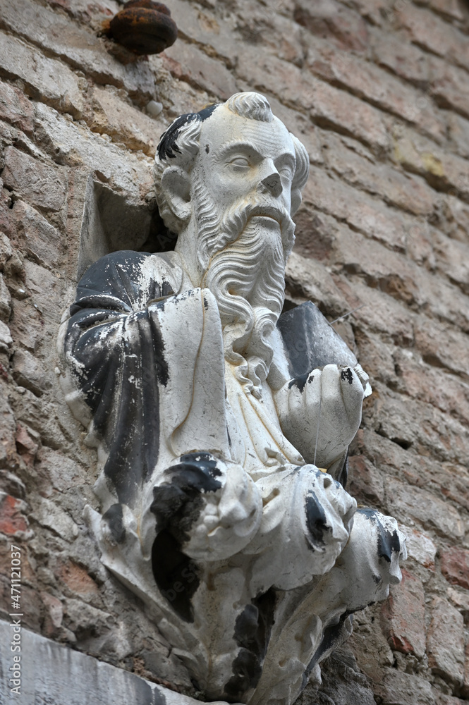 Sculpture on the facade of the Scuola Grande di San Giovanni Evangelista in Venice