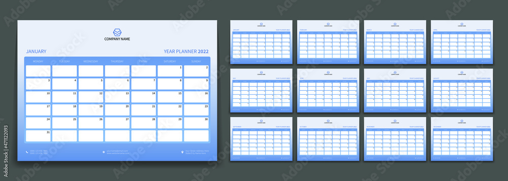 2022 desk calendar template or year planner 2022 2022 desk calendar template or year planner 2022