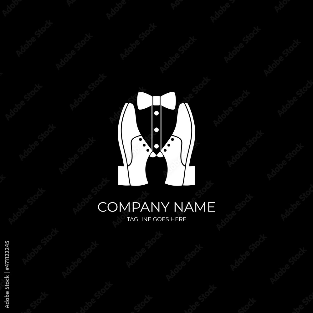 Logo with shoe and tie shape, logo vector template.