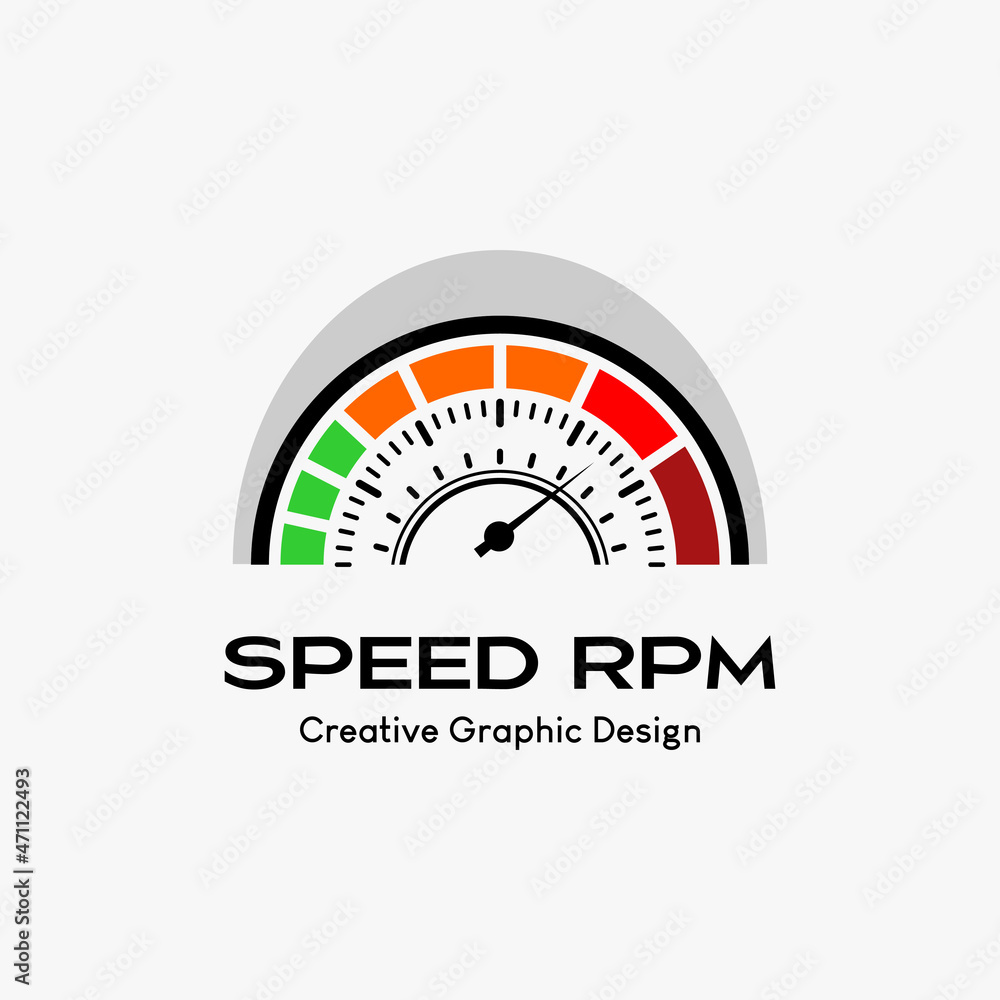 rpm speed vector logo, modern abstract vector logo template. icon rpm, speedometer icon upright position rpm speed vector logo, modern abstract vector logo template. icon rpm, speedometer icon upright position