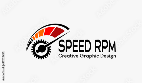 rpm speed vector logo, modern abstract vector logo template. icon rpm, speedometer and engine gear icon