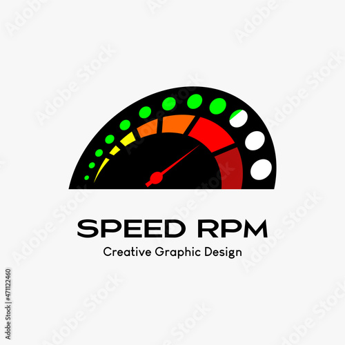 rpm speed vector logo, modern abstract vector logo template. icon rpm, black speedometer icon tilted position