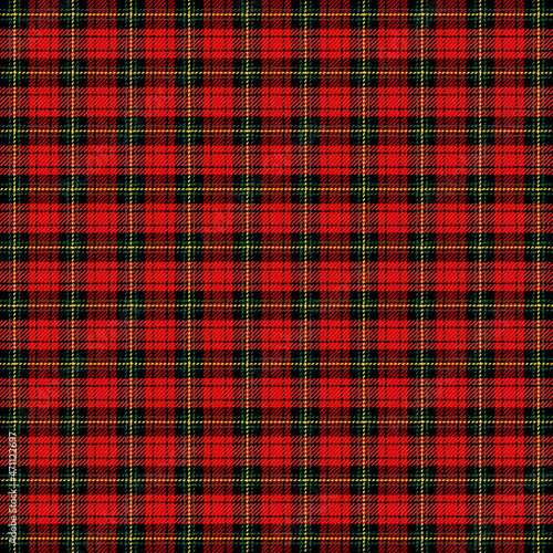 Christmas and new year tartan plaid. Scottish pattern in red, black and green cage. Scottish cage. Traditional Scottish checkered background. Seamless fabric texture. Vector illustration