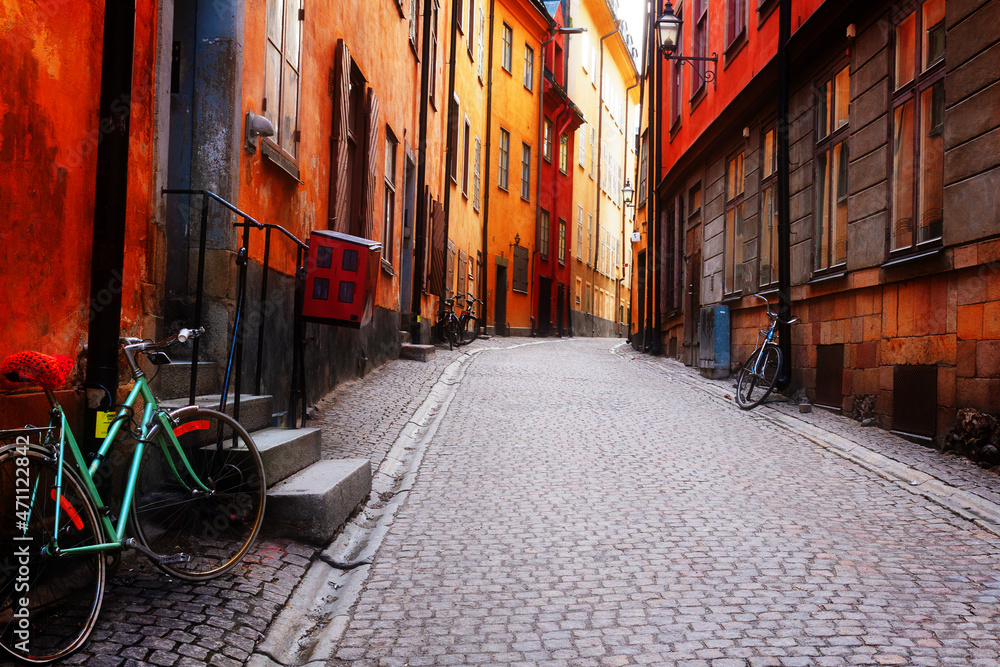 Fototapeta premium old town street in Stockholm, Sweden