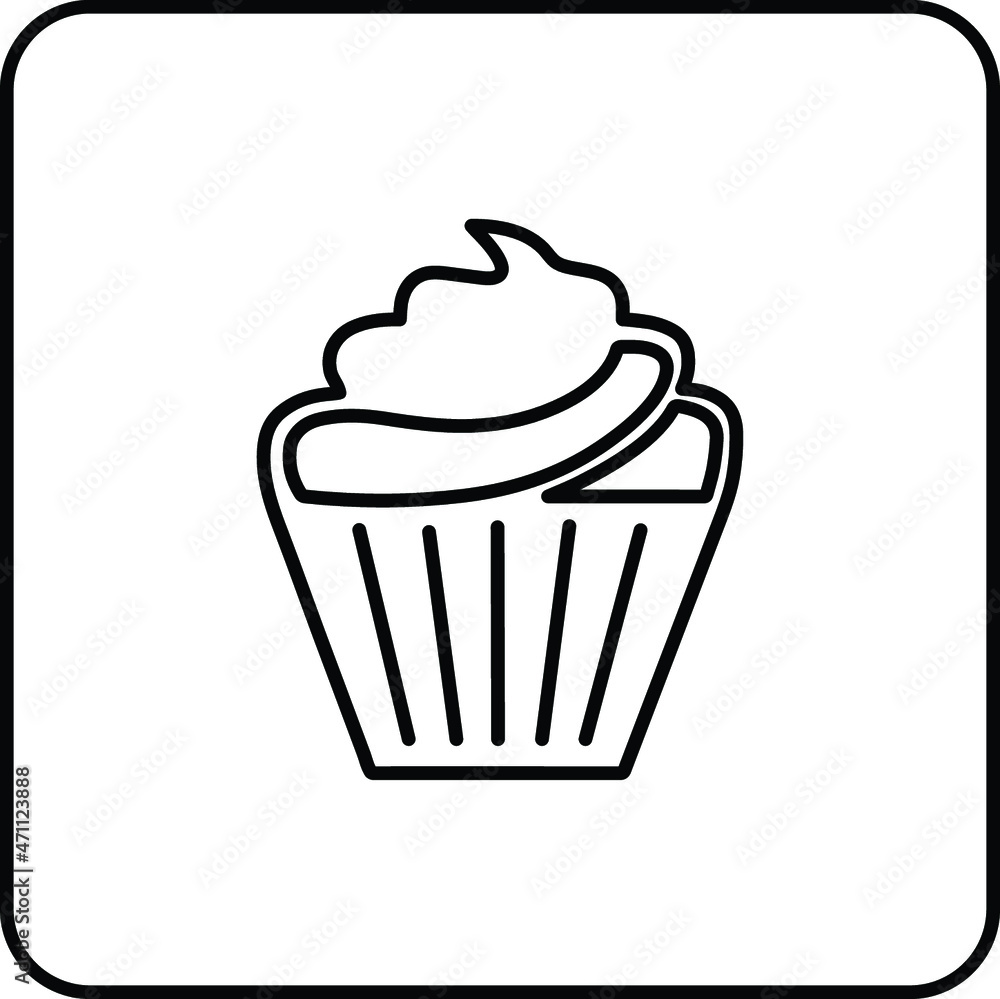 Outline tasty bakery icon. Cake element. Thin line object for web and mobile. Vector flat design. Sweet cookies Outline tasty bakery icon. Cake element. Thin line object for web and mobile. Vector flat design. Sweet cookies