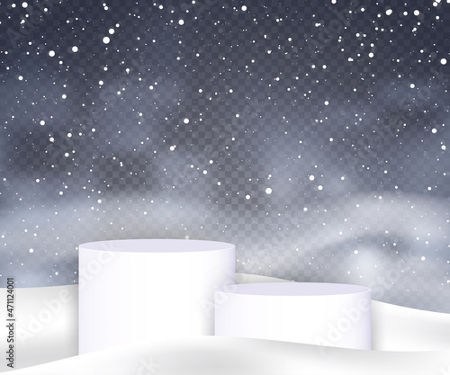 Product podium on the winter background Vector