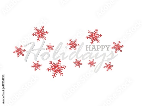 Happy holidays text on white background abstract card snowflakes winter 