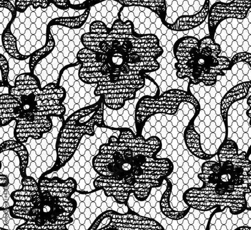 Seamless Pattern with Lacy Floral Ornament. Vector Illustration.