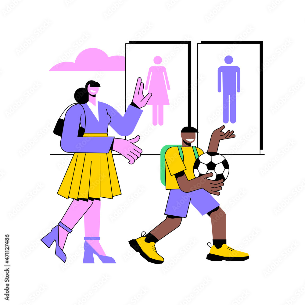 Public restrooms abstract concept vector illustration. Restrooms