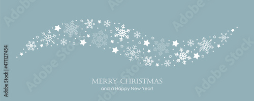 snowflakes and stars border isolated on white background