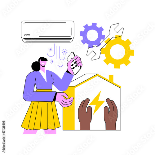 Air conditioning abstract concept vector illustration. Indoors air conditioning, smart cooling system, repair and maintenance service, local heating, energy saving solution abstract metaphor.