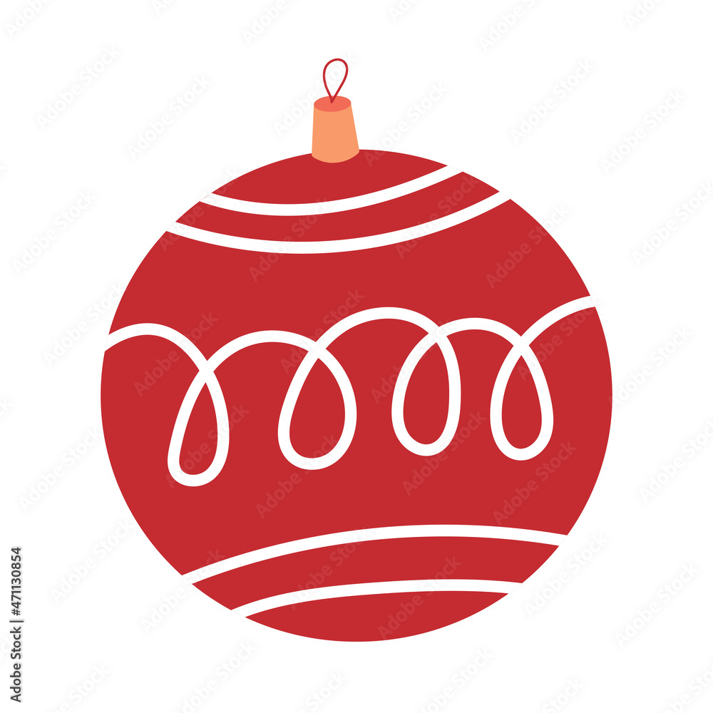 Christmas red ball doodle illustration. Element winter design Christmas red ball doodle illustration. Element winter design