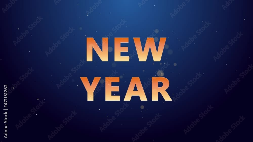 animation of the appearance of the golden text new year and disappearance. concept new year animation of the appearance of the golden text new year and disappearance. concept new year