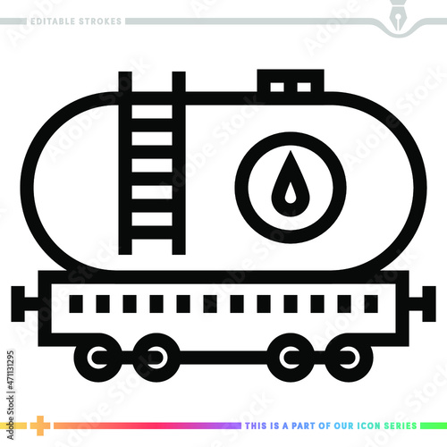 The editable line icon of liquid bulk transportation can be used as a customizable black stroke vector illustration.