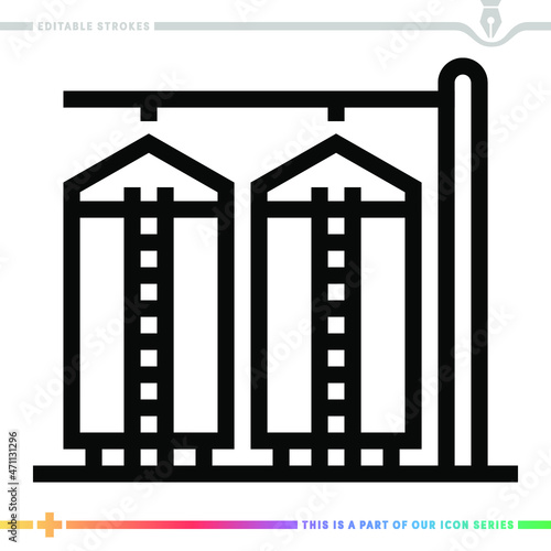 The editable line icon of food grains stock can be used as a customizable black stroke vector illustration.