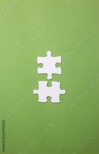 pieces of a puzzle represent the compatibility between two people or ideas. vertical image with copy space, text space
