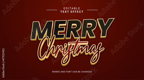 Merry Christmas text effect editable modern style color