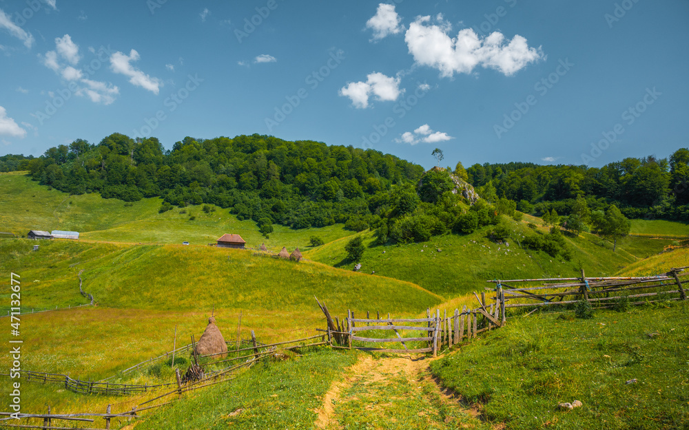 July 19, 2021. Landscape from Fundatura Ponorului. Sunny summer day.