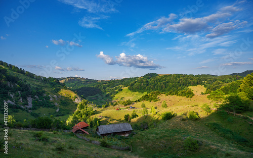 July 19  2021. Landscape from Fundatura Ponorului. Sunny summer day.