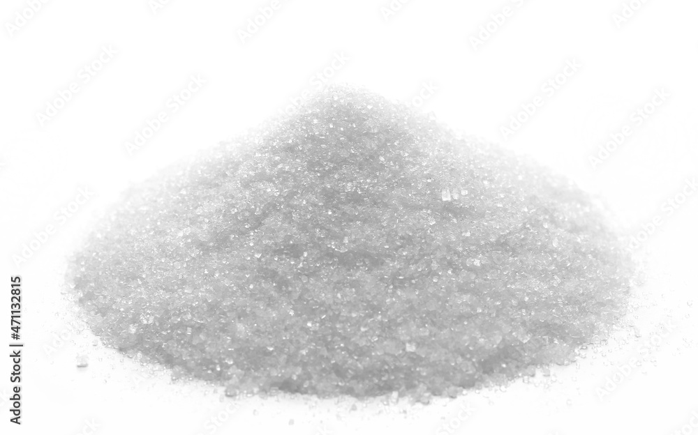 Sugar crystal pile (sugar beet) isolated on white