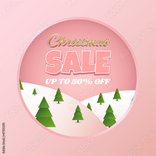 Christmas sale merry Christmas pink 3d elements podium