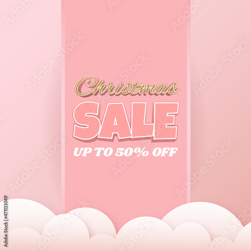 Christmas sale merry Christmas pink 3d elements podium