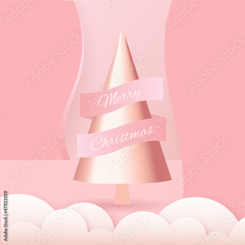 Christmas sale merry Christmas pink 3d elements podium