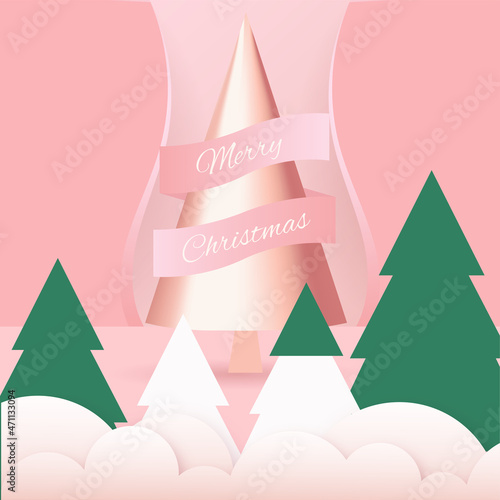 Christmas sale merry Christmas pink 3d elements podium