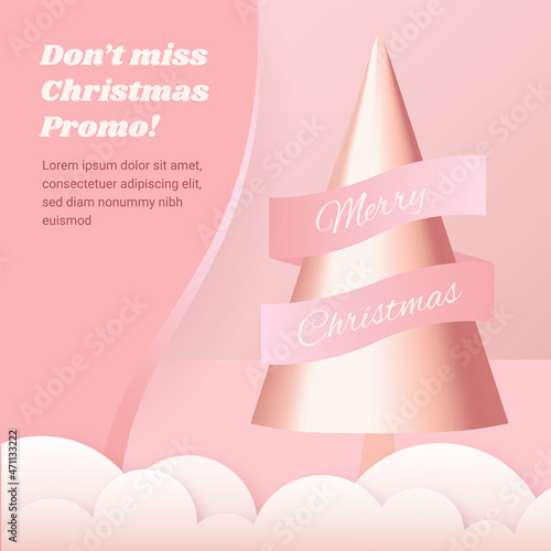 Christmas sale merry Christmas pink 3d elements podium