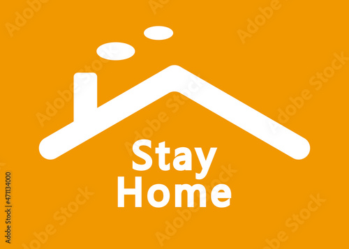 stay home call for covid-19 pandemic, lockdown self-isolation concept, quarantine measures, teleworking and distance learning on orange background vector illustration