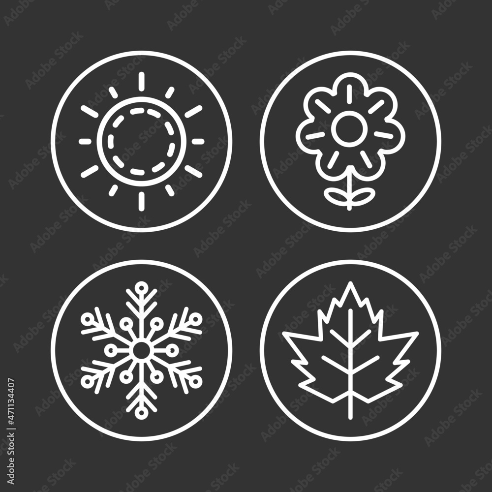 The seasons icon - winter, spring, summer and autumn. The seasons icon - winter, spring, summer and autumn.